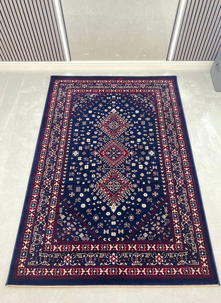 VERA TRADITIONAL PERSIAN-STYLE AREA RUG - NAVY BLUE & CRIMSON (DEEP BLUE)