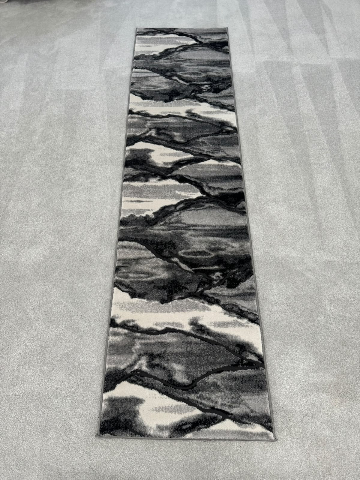 Moretti 1305 Grey Modern Abstract Runner Rug (60x230 CM)