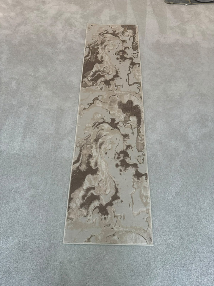 Platinum 928B Beige & Brown Modern Abstract Runner Rug (60x230 CM)
