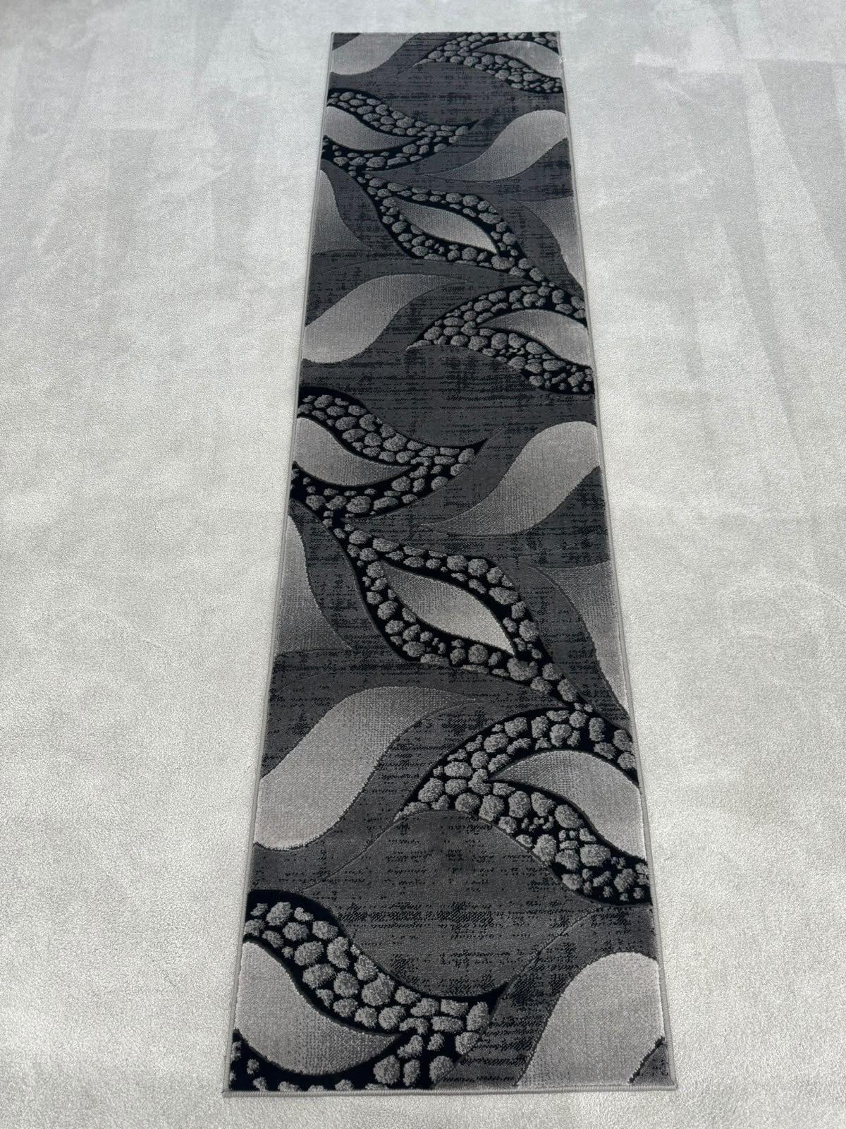 Moretti 1304 Grey Floral Modern Runner Rug (60x230 CM)