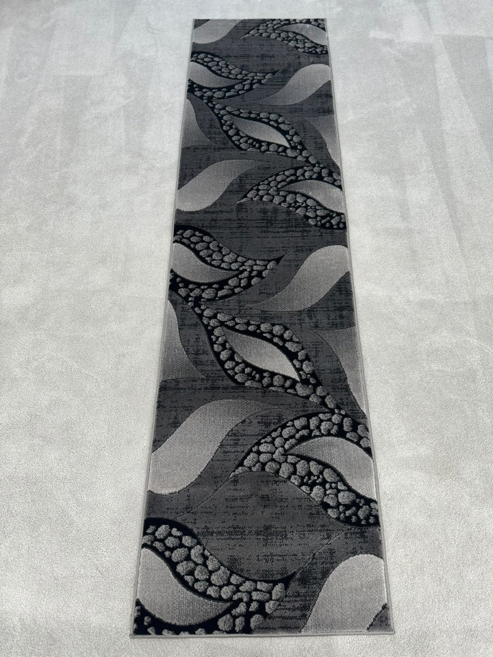 Moretti 1304 Grey Floral Modern Runner Rug (60x230 CM)