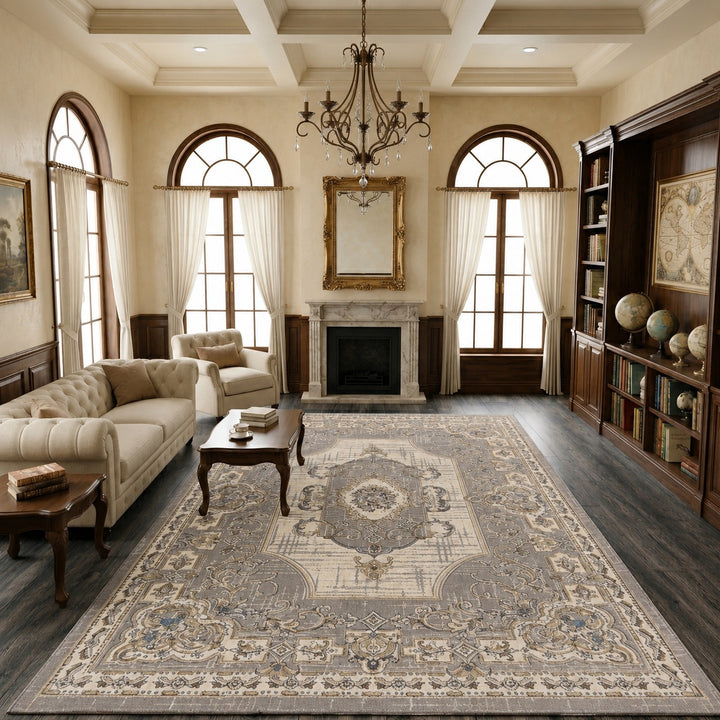 Celsia Traditional Grey-Cream Rug – Ozra Luxury Edition
