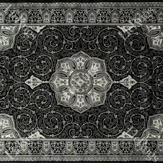 BLACK TRADITIONAL RUG - ROYAL SILK YILDIZ CARVING-1182B