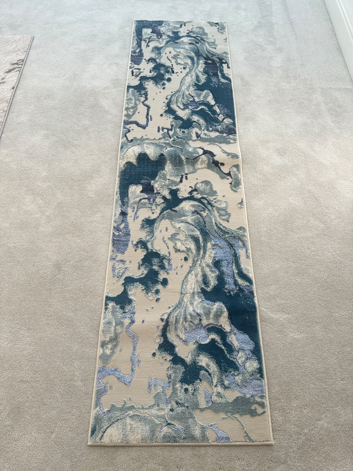 Platinum 928B Blue & Teal Modern Abstract Runner Rug (60x230 CM)