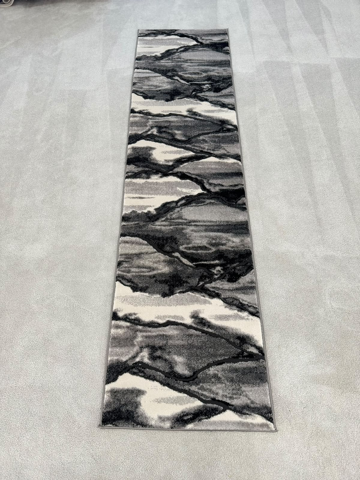 Moretti 1305 Grey Modern Abstract Runner Rug (60x230 CM)