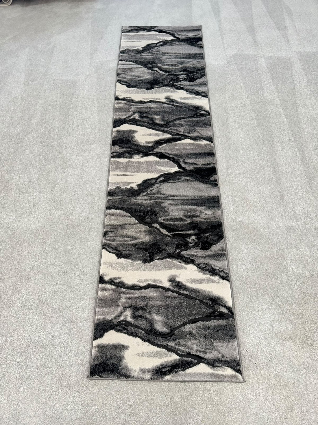 Moretti 1305 Grey Modern Abstract Runner Rug (60x230 CM)