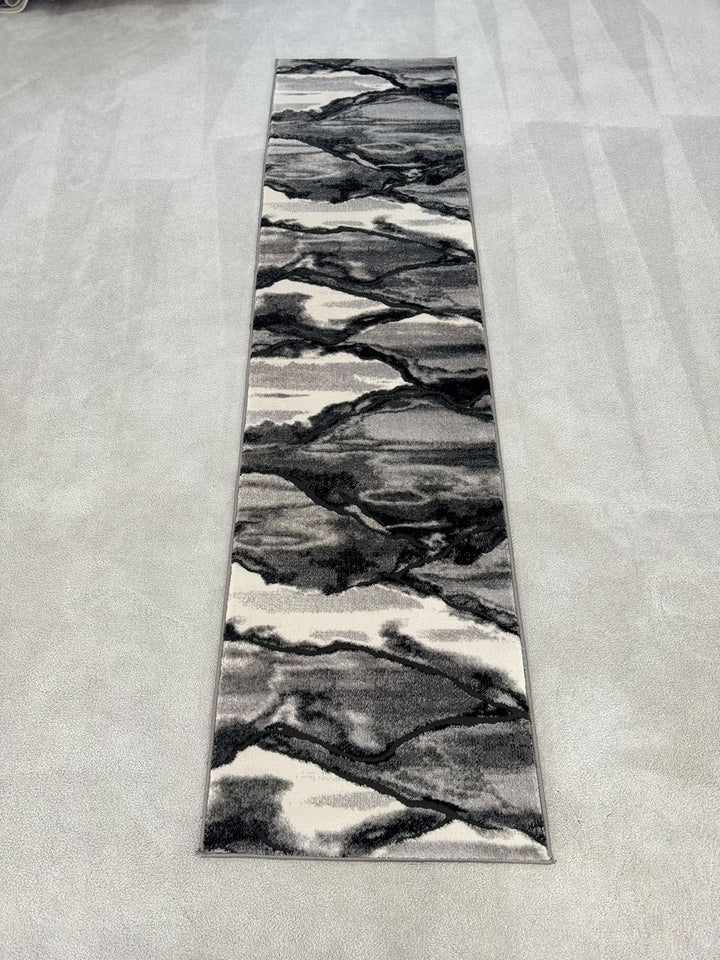 Moretti 1305 Grey Modern Abstract Runner Rug (60x230 CM)