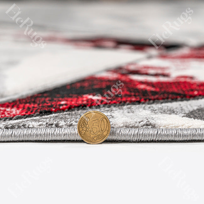 G.GRAY-L.RED MODERN RUG - MORRTTI No. 3