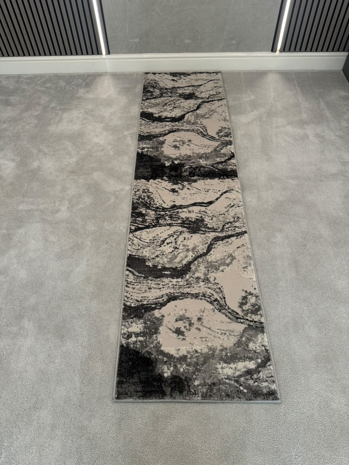 Platinum 927B Grey Modern Abstract Runner Rug (60x230 CM)