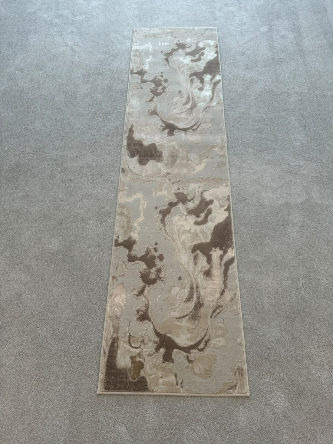 Platinum 928B Beige & Brown Modern Abstract Runner Rug (60x230 CM)