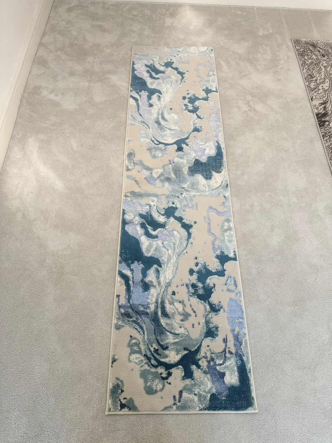 Platinum 928B Blue & Teal Modern Abstract Runner Rug (60x230 CM)