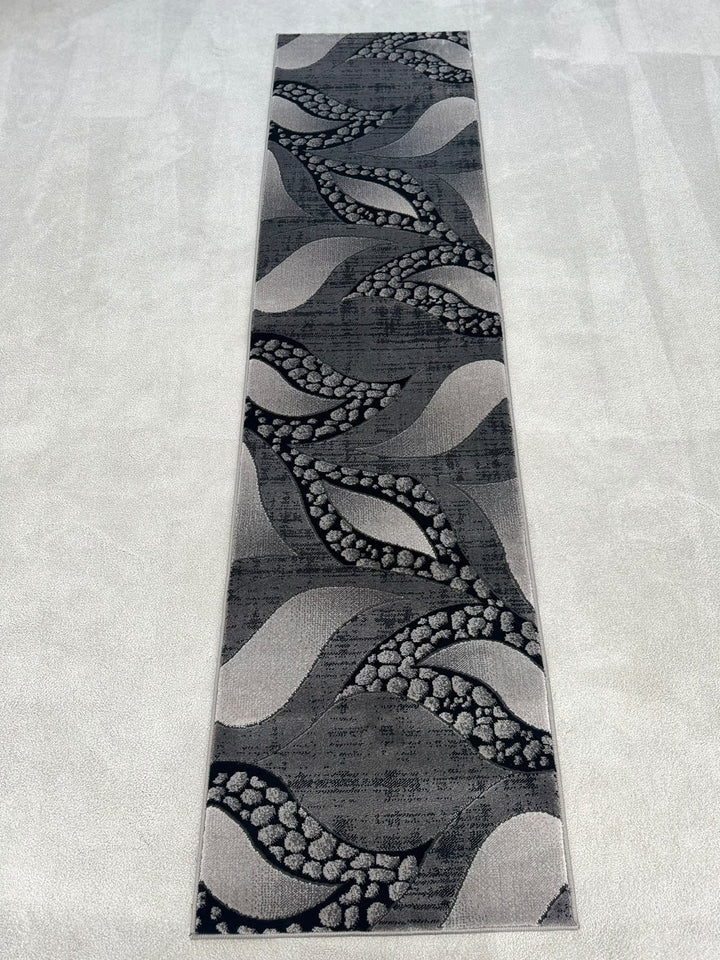 Moretti 1304 Grey Floral Modern Runner Rug (60x230 CM)
