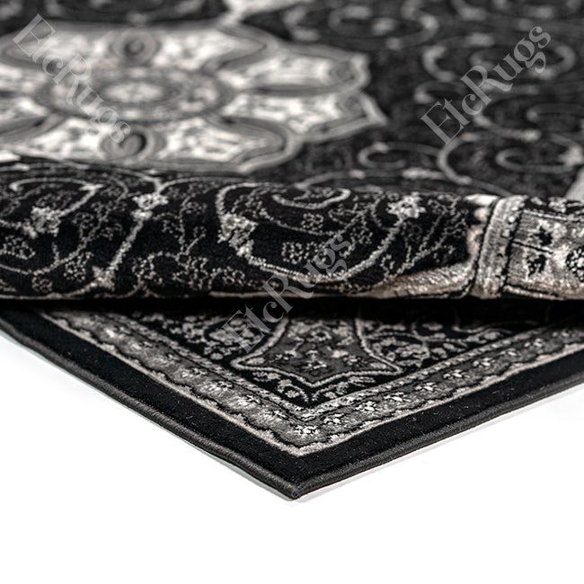 BLACK TRADITIONAL RUG - ROYAL SILK YILDIZ CARVING-1182B