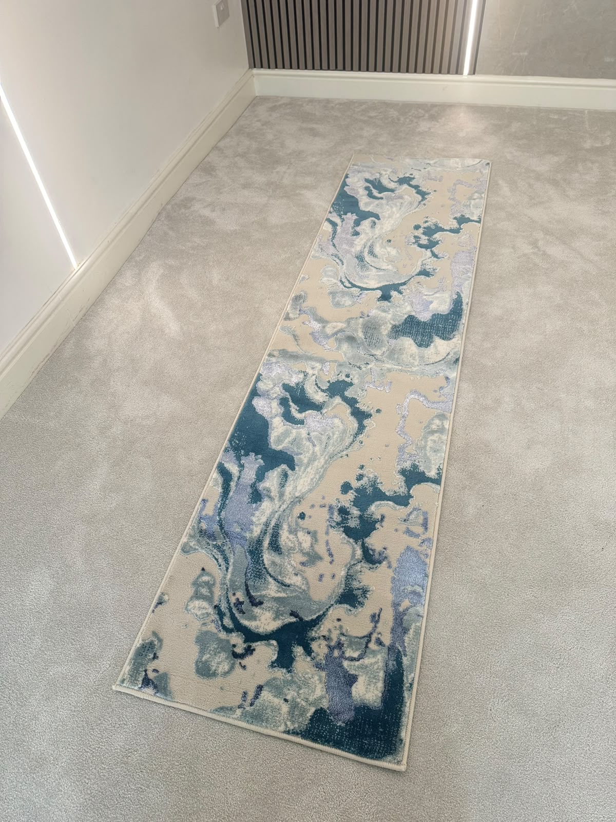 Platinum 928B Blue & Teal Modern Abstract Runner Rug (60x230 CM)