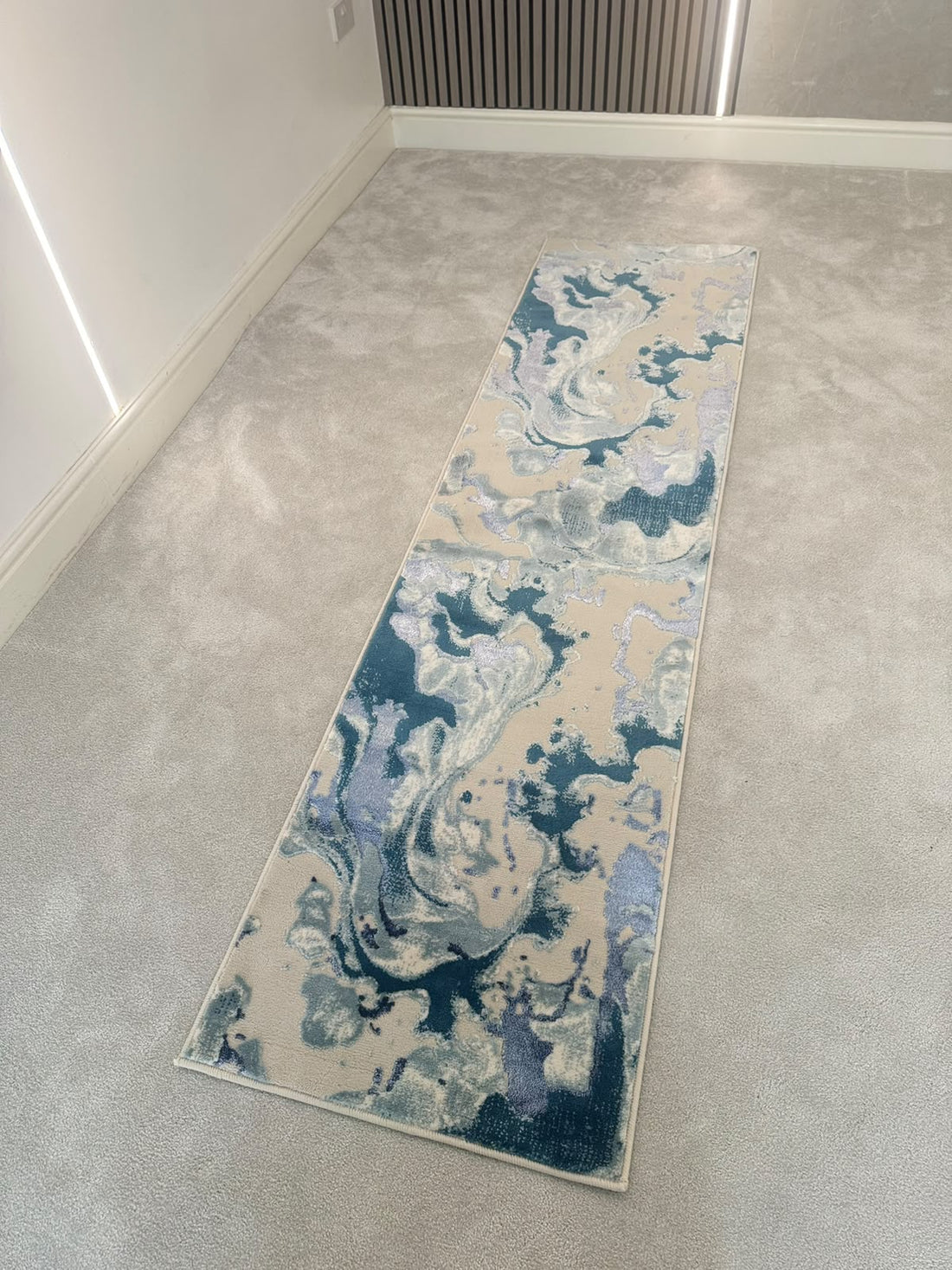 Platinum 928B Blue & Teal Modern Abstract Runner Rug (60x230 CM)