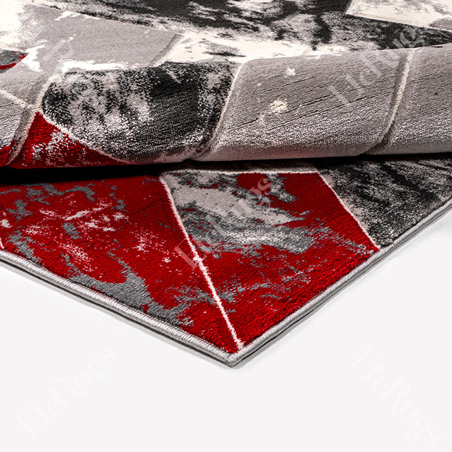 G.GRAY-L.RED MODERN RUG - MORRTTI No. 4