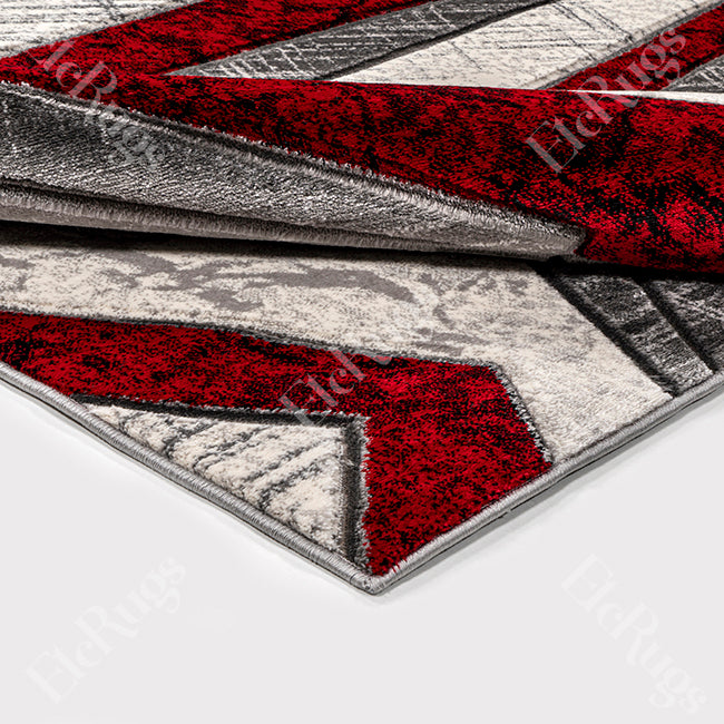 G.GRAY-L.RED MODERN RUG - MORRTTI No. 7