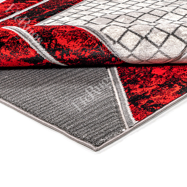 G.GRAY-L.RED MODERN RUG - MORRTTI No. 8