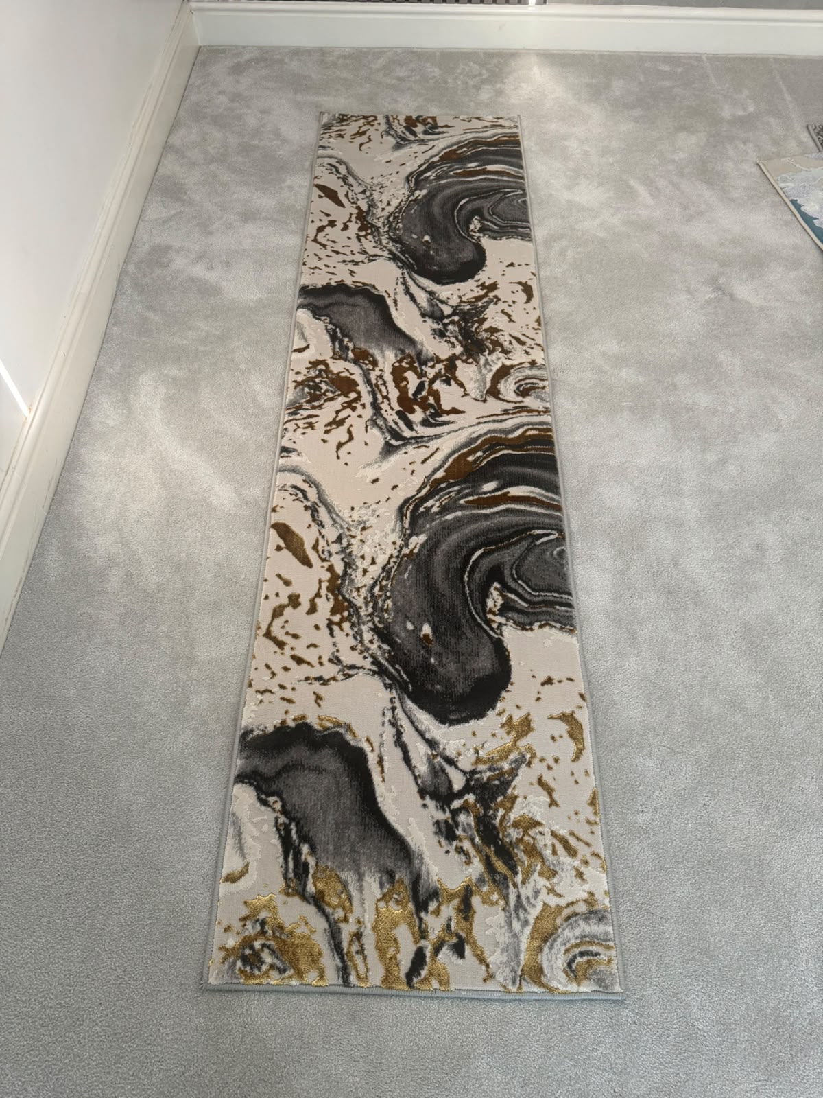 Platinum 9289 Gold Modern Abstract Runner Rug (60x230 CM)