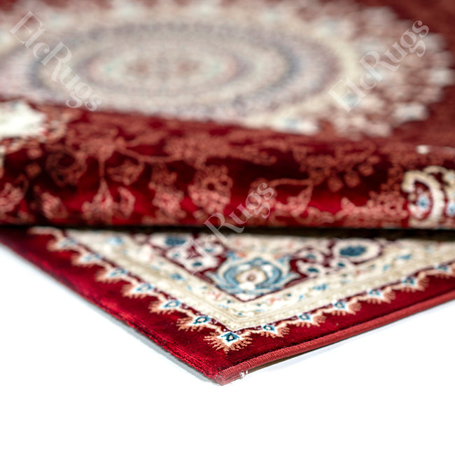 D.RED-BEIGE TRADITIONAL RUG - SILK VERA-P256D