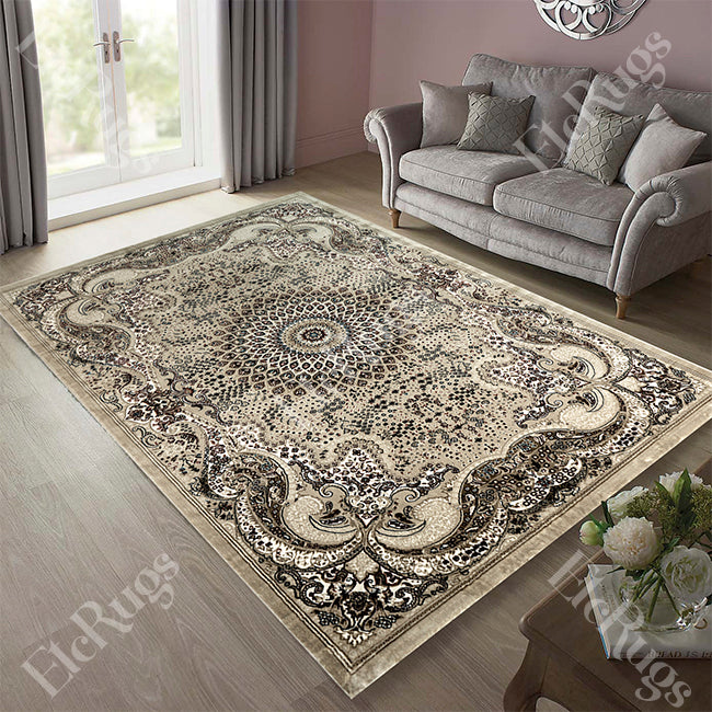 BEIGE-BEIGE TRADITIONAL RUG - SILK VERA-P0828