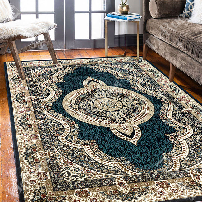 NAVY-NAVY TRADITIONAL RUG - ESFAHAN SILK HAPPY-P0475