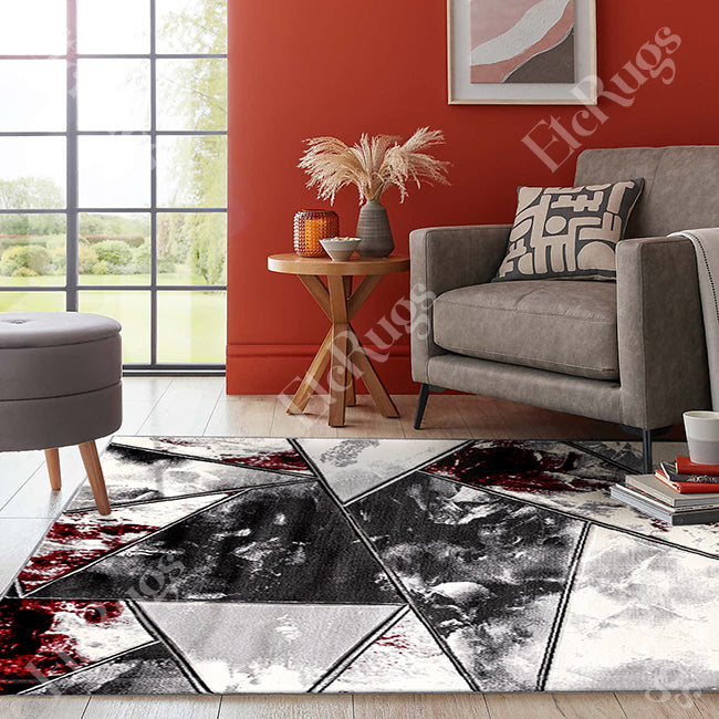 G.GRAY-L.RED MODERN RUG - MORRTTI No. 3