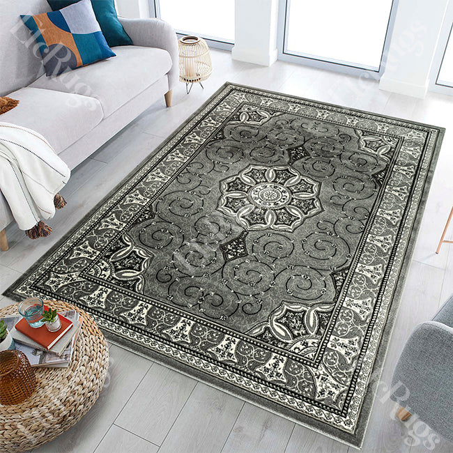 L.GRAY TRADITIONAL RUG - ROYAL SILK YILDIZ CARVING-1182B