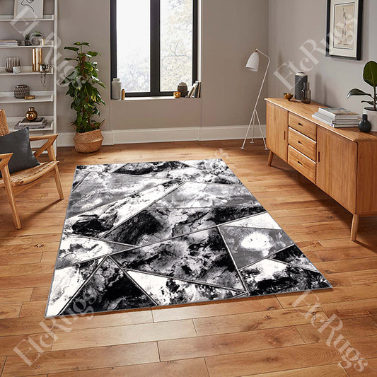 D.GRAY-BLACK MODERN RUG - MORRTTI No. 3