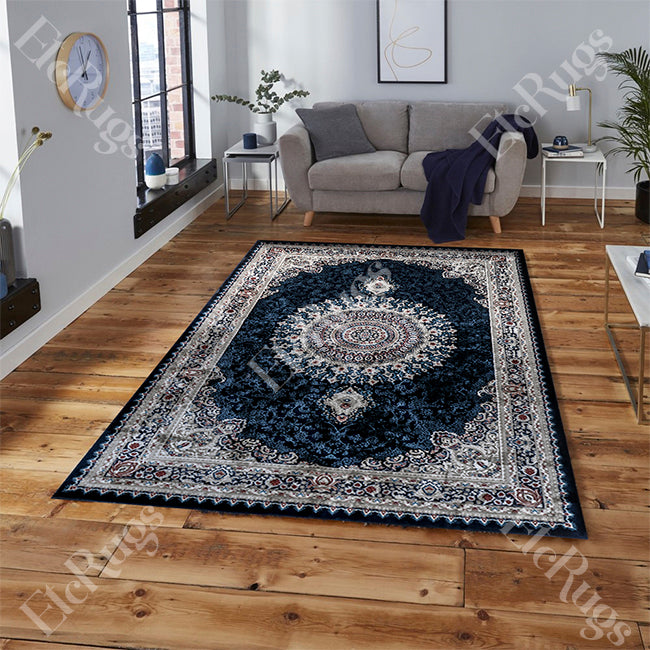 NAVY-NAVY TRADITIONAL RUG - SILK VERA-P256D