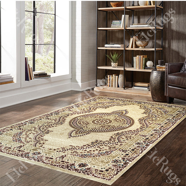 BEIGE-BEIGE TRADITIONAL RUG - ESFAHAN SILK HAPPY-P0475