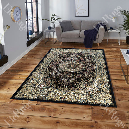 NAVY-NAVY TRADITIONAL RUG - ESFAHAN SILK HAPPY-P9248