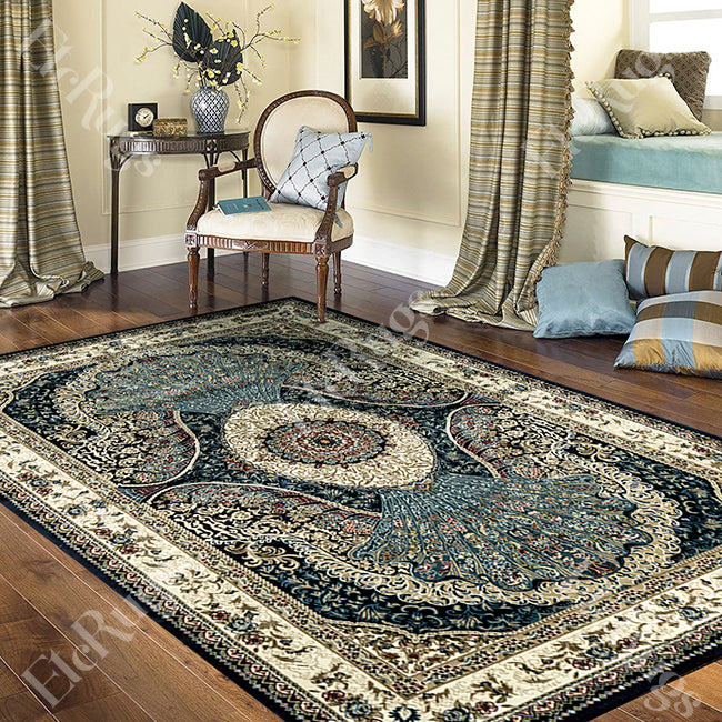 NAVY-NAVY TRADITIONAL RUG - ESFAHAN SILK HAPPY-P903