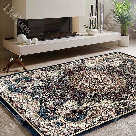 NAVY-NAVY TRADITIONAL RUG - SILK VERA-P0828