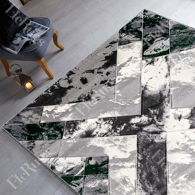 DEEP GREEN-D.GRAY MODERN RUG - MORRTTI No. 4