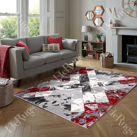 G.GRAY-L.RED MODERN RUG - MORRTTI No. 4