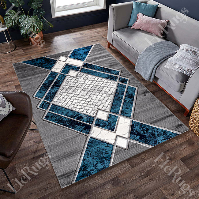 NAVY-L.GRAY MODERN RUG - MORRTTI No. 8