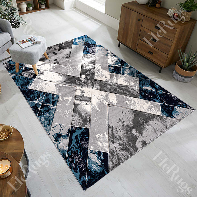 NAVY-L.GRAY MODERN RUG - MORRTTI No. 4