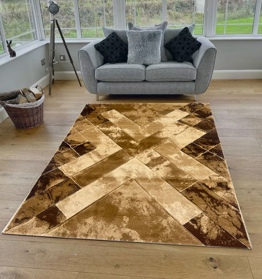 Golden Brown Modern Rug - Morrtti No. 3