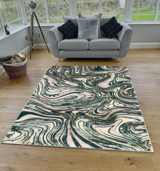 Green Brown Contour Verozi Rug - 267