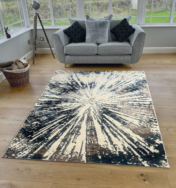 Navy Blue Cream Burst Verozi Rug - 268