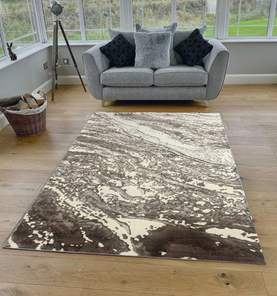 Walnut Brown Marble Shimmer Verozi Rug - 269