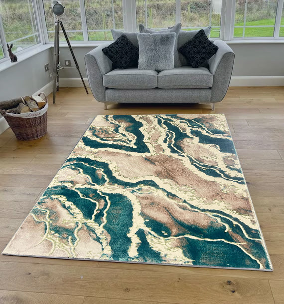 Aqua Green Brown Verozi Rug - 270