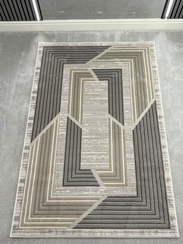 TROYA MODERN GEOMETRIC AREA RUG - LIGHT GREY