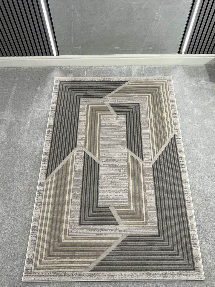 TROYA MODERN GEOMETRIC AREA RUG - LIGHT GREY