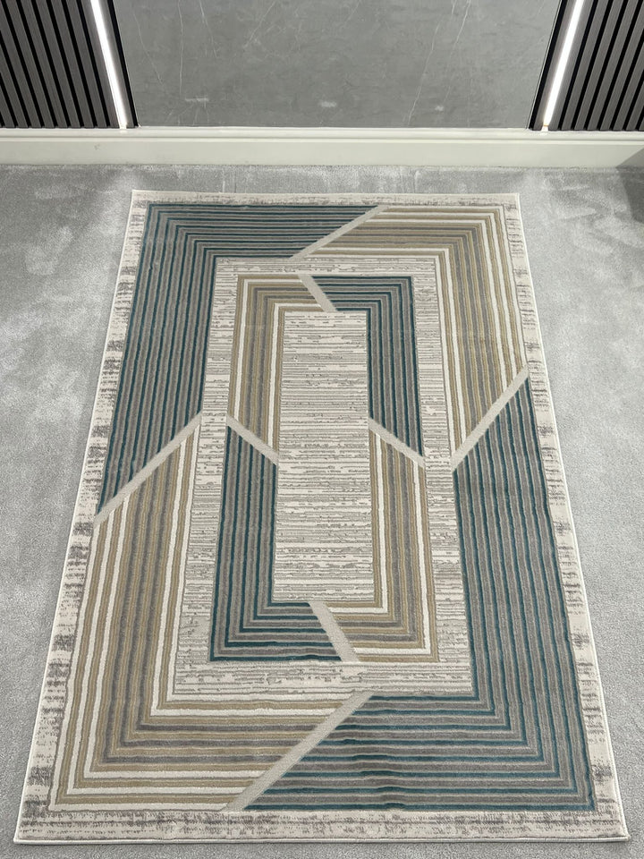 TROYA MODERN GEOMETRIC AREA RUG - SKY BLUE