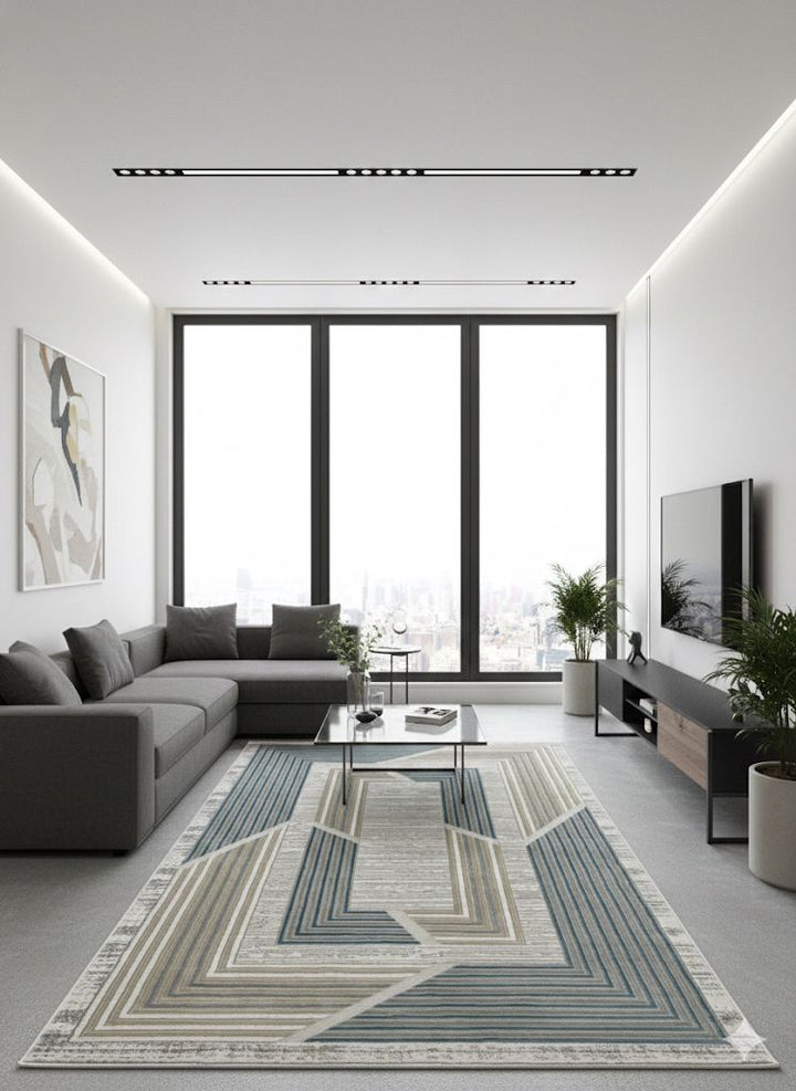 TROYA MODERN GEOMETRIC AREA RUG - SKY BLUE