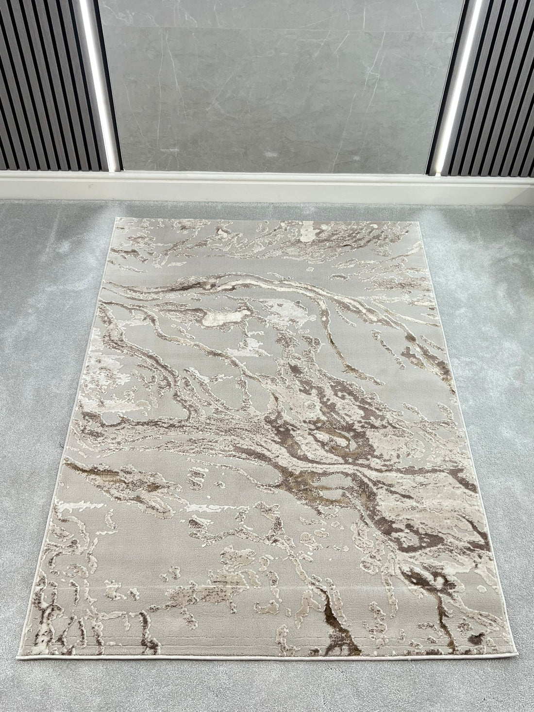 Platinum Marble Shimmer Rug | Luxury Marble Design -R9280 - Brown