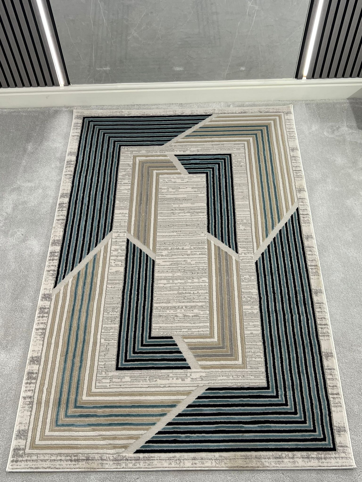 TROYA MODERN GEOMETRIC AREA RUG - NAVY