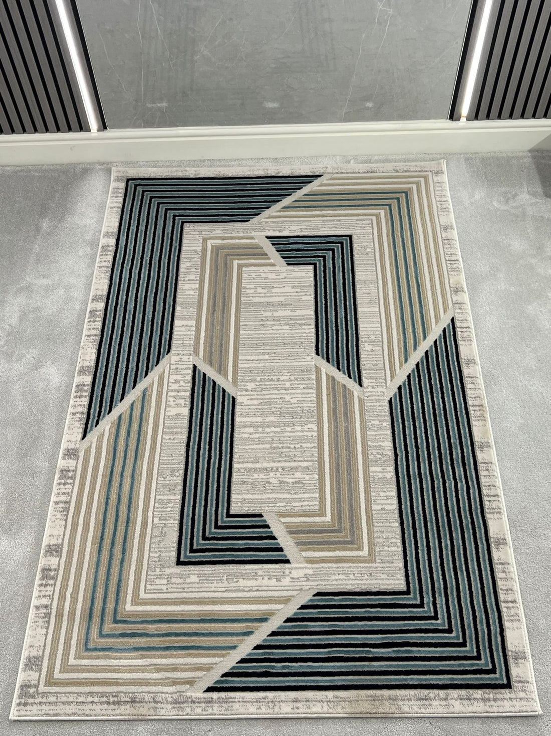 TROYA MODERN GEOMETRIC AREA RUG - NAVY
